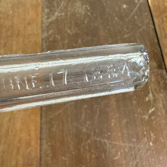 Antique Hand Blown Clear Glass Funnel Pat June 17 1884 Science Biology Chemistry - Picture 5 of 12